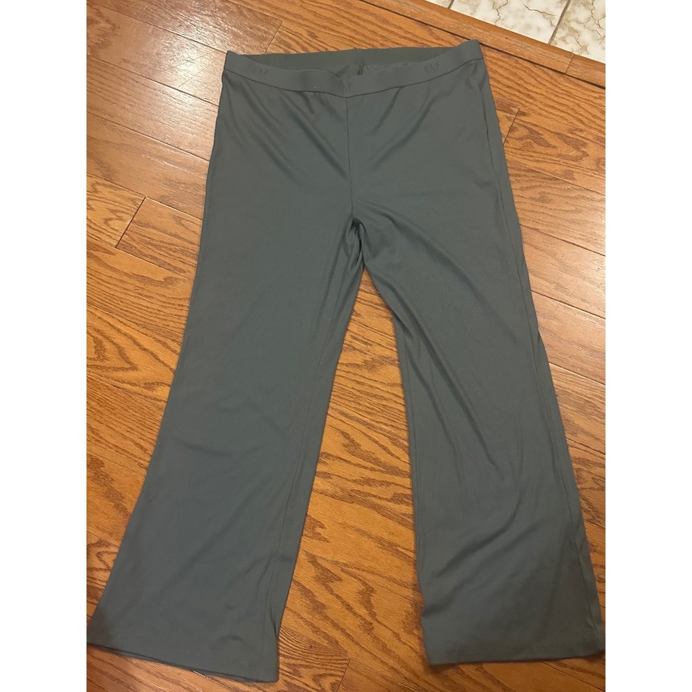 GapBody Forever Favorite Ribbed Wide Leg Lounge Pants Green XL NWT